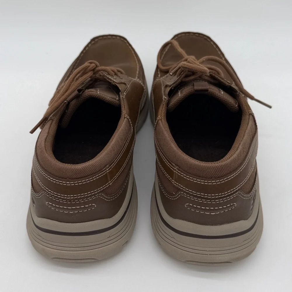 Skechers Mens Leather Relaxed Fit Air Cooled Memory Foam Size 12 USA 56296 Tan